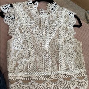 Lucy Paris Cream Lace Sleeveless Top